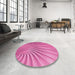 Round Patterned Deep Pink Rug in a Office, pat1576pur