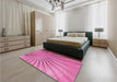 Patterned Deep Pink Rug in a Bedroom, pat1576pur