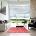 Square Patterned Red Rug in a Living Room, pat1576rd