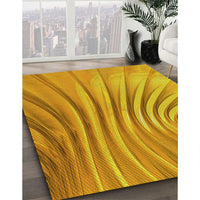 Patterned Deep Yellow Rug, pat1576yw