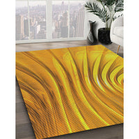 Patterned Deep Yellow Novelty Rug, pat1576