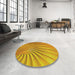 Round Patterned Deep Yellow Novelty Rug in a Office, pat1576