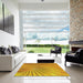 Square Machine Washable Transitional Deep Yellow Rug in a Living Room, wshpat1576