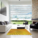 Square Patterned Deep Yellow Novelty Rug in a Living Room, pat1576