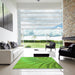 Square Patterned Emerald Green Rug in a Living Room, pat1577grn