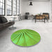 Round Patterned Emerald Green Rug in a Office, pat1577grn