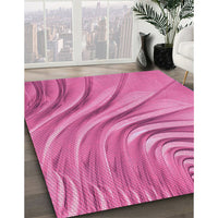 Patterned Deep Pink Rug, pat1577pur