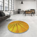 Round Patterned Deep Yellow Novelty Rug in a Office, pat1577