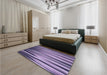 Round Machine Washable Transitional Bright Lilac Purple Rug in a Office, wshpat1578blu