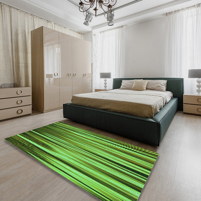 Round Machine Washable Transitional Green Rug in a Office, wshpat1578grn