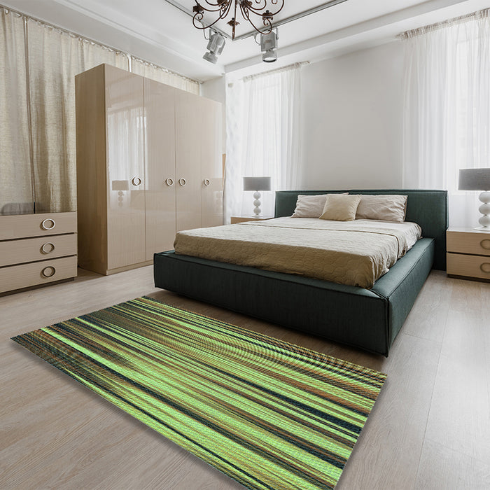 Round Machine Washable Transitional Yellow Green Rug in a Office, wshpat1578lblu