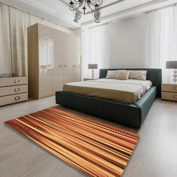 Round Machine Washable Transitional Orange Rug in a Office, wshpat1578org