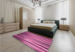 Round Machine Washable Transitional Rose Red Rug in a Office, wshpat1578pur
