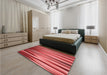 Round Machine Washable Transitional Red Rug in a Office, wshpat1578rd