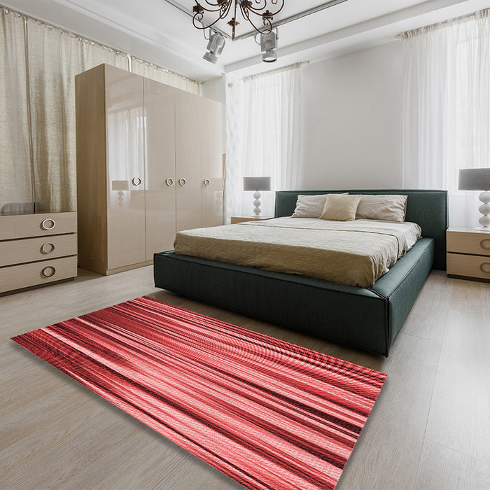 Round Machine Washable Transitional Red Rug in a Office, wshpat1578rd