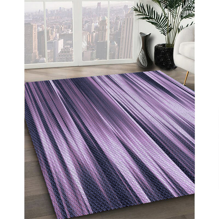 Patterned Purple Mimosa Purple Rug in Family Room, pat1579blu