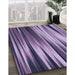 Patterned Purple Mimosa Purple Rug in Family Room, pat1579blu