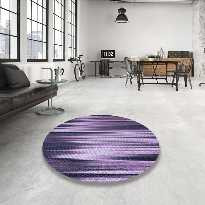 Round Patterned Purple Mimosa Purple Rug in a Office, pat1579blu