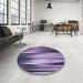 Round Patterned Purple Mimosa Purple Rug in a Office, pat1579blu