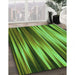 Patterned Dark Forest Green Rug in Family Room, pat1579grn