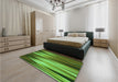 Patterned Dark Forest Green Rug in a Bedroom, pat1579grn
