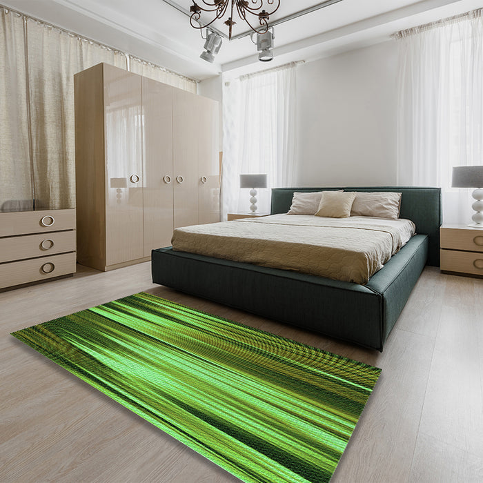 Patterned Dark Forest Green Rug in a Bedroom, pat1579grn