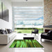 Square Patterned Dark Forest Green Rug in a Living Room, pat1579grn