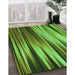 Machine Washable Transitional Dark Forest Green Rug in a Family Room, wshpat1579grn