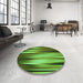 Round Patterned Dark Forest Green Rug in a Office, pat1579grn