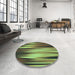 Round Patterned Yellow Green Rug in a Office, pat1579lblu