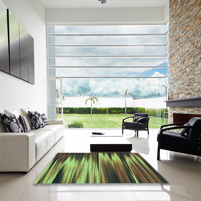 Square Patterned Yellow Green Rug in a Living Room, pat1579lblu