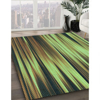 Patterned Yellow Green Rug, pat1579lblu