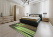 Patterned Yellow Green Rug in a Bedroom, pat1579lblu