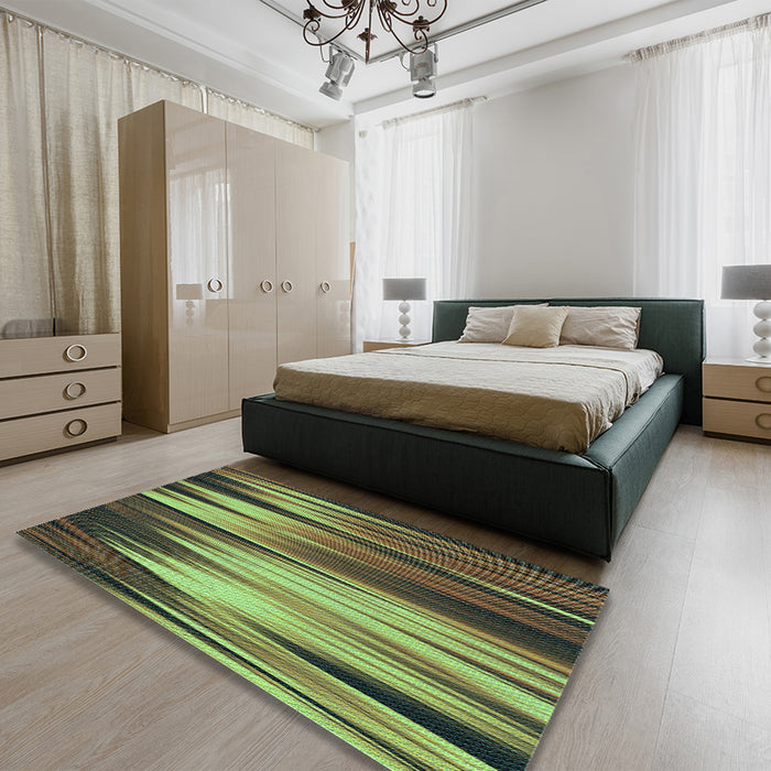 Patterned Yellow Green Rug in a Bedroom, pat1579lblu