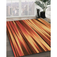 Patterned Tomato Red Rug, pat1579org