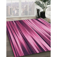 Patterned Dark Hot Pink Rug, pat1579pur