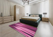 Patterned Dark Hot Pink Rug in a Bedroom, pat1579pur