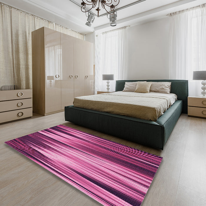 Patterned Dark Hot Pink Rug in a Bedroom, pat1579pur