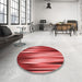 Round Patterned Red Rug in a Office, pat1579rd