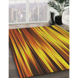 Patterned Saffron Red Novelty Rug in Family Room, pat1579