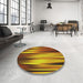 Round Patterned Saffron Red Novelty Rug in a Office, pat1579