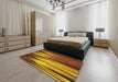 Patterned Saffron Red Novelty Rug in a Bedroom, pat1579