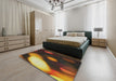 Patterned Red Novelty Rug in a Bedroom, pat157