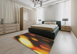 Patterned Red Novelty Rug in a Bedroom, pat157