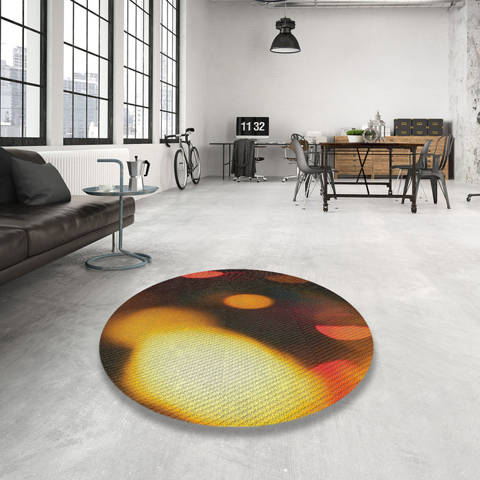 Round Patterned Red Novelty Rug in a Office, pat157