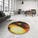 Round Patterned Red Novelty Rug in a Office, pat157