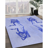 Patterned Light Slate Blue Rug, pat158blu