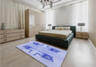 Patterned Light Slate Blue Rug in a Bedroom, pat158blu