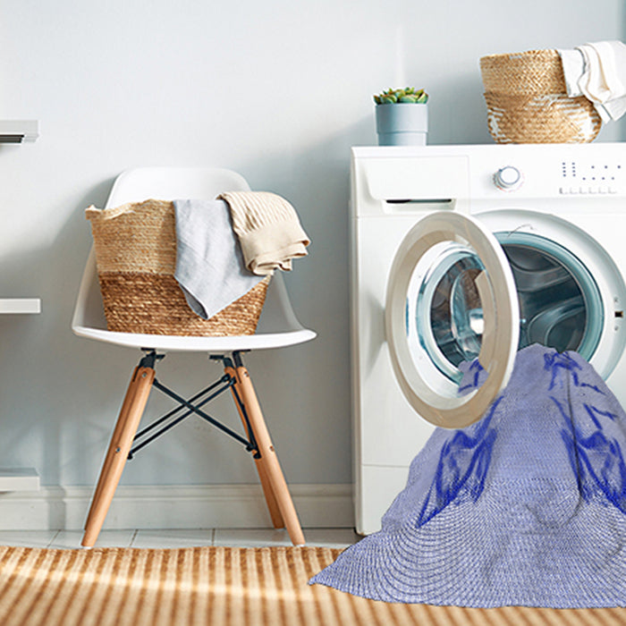 Machine Washable Transitional Light Slate Blue Rug in a Washing Machine, wshpat158blu