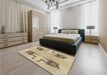 Patterned Dark Gold Brown Rug in a Bedroom, pat158brn